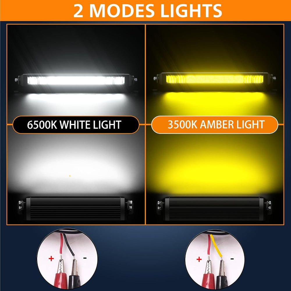 White Amber LED Light Bar 12โ100W Slim Off Road Auxiliary Light