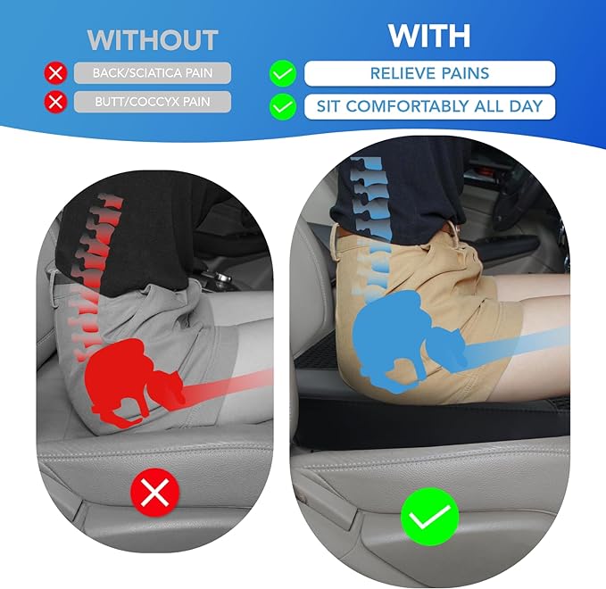 Car Seat Cushion, Comfortable Memory Foam Seat Pillow
