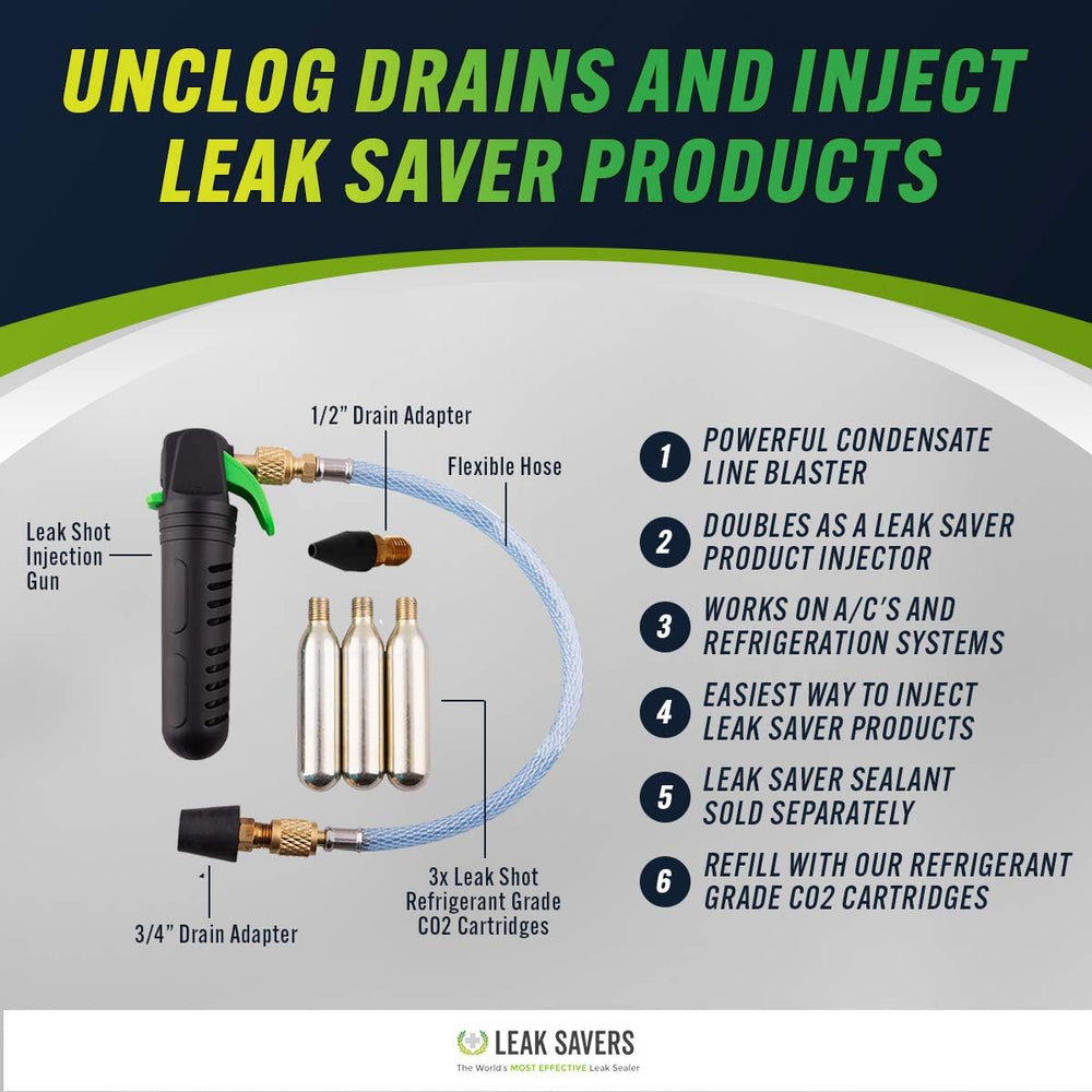 Leak Saver AC Leak Sealant + HVAC Injector Kit Bundle