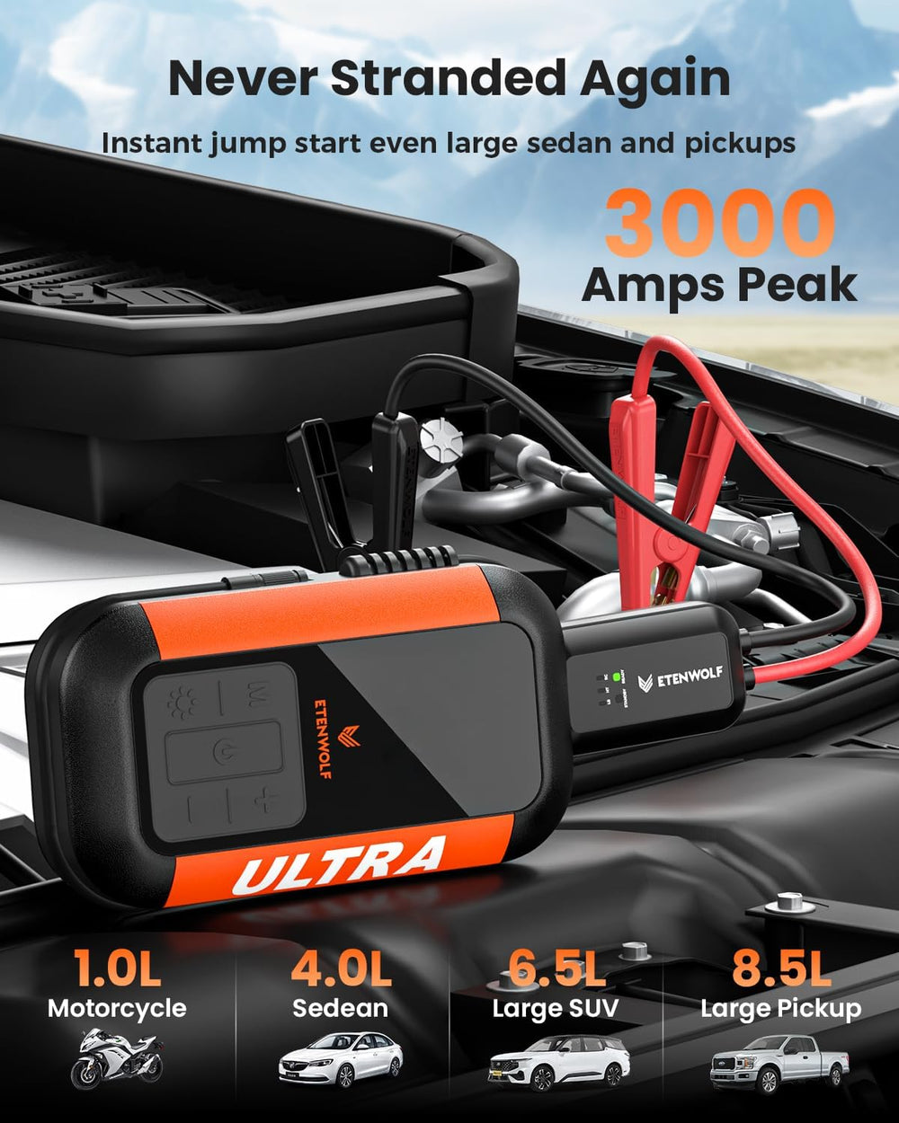 ETENWOLF Jump Starter with Air Compressor 3000A Car Battery Booster