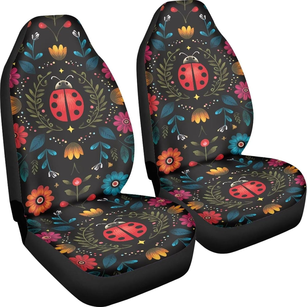 Bulopur Floral Ladybug Car Seat Covers Front Seats Only Breathable Automotive...