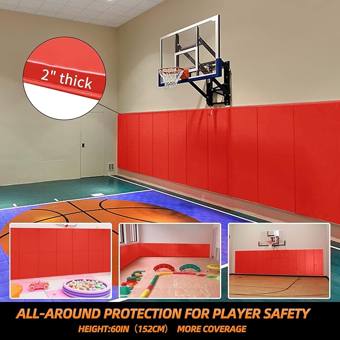 PROGOAL 2"/4" Thick Foam Protection Wall Pad,Gym Basketball-Court