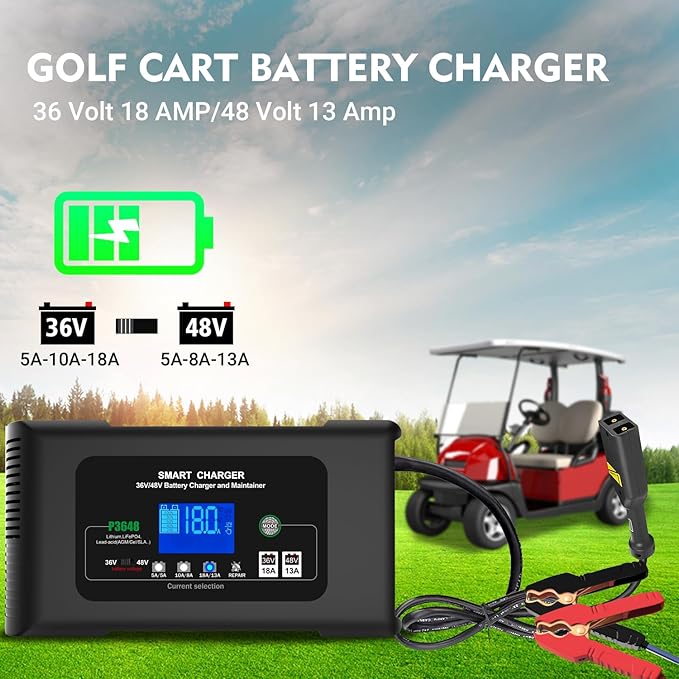 Golf Cart Battery Charger 36V 18A and 48V 13A Trickle Charger, 36 Volt Golf
