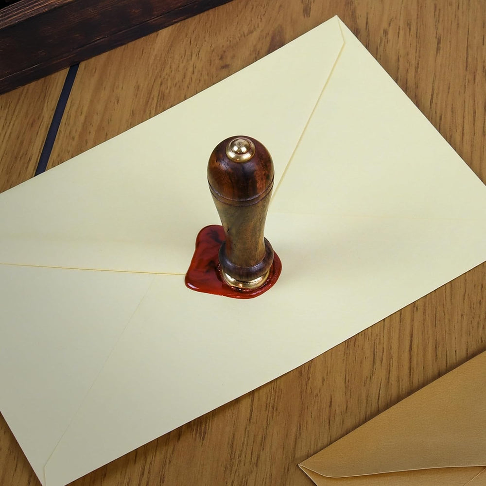 Letter Stamp Wax Seal Kit - Wooden Box with Pot, Sticks and Burner Wood Handl...