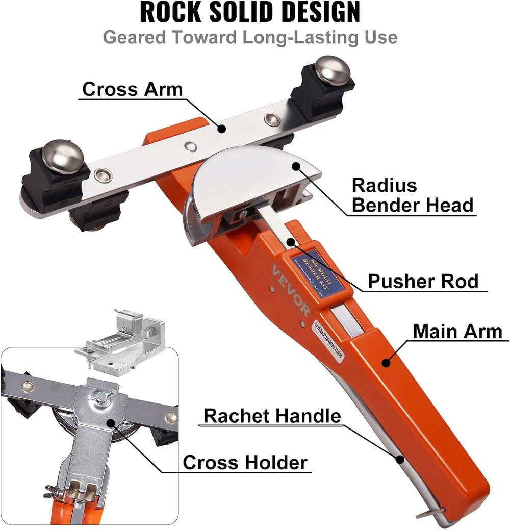 VEVOR Pipe Tube Bender, 1/4"-7/8" O.D. Ratcheting Tubing Bender, 90...