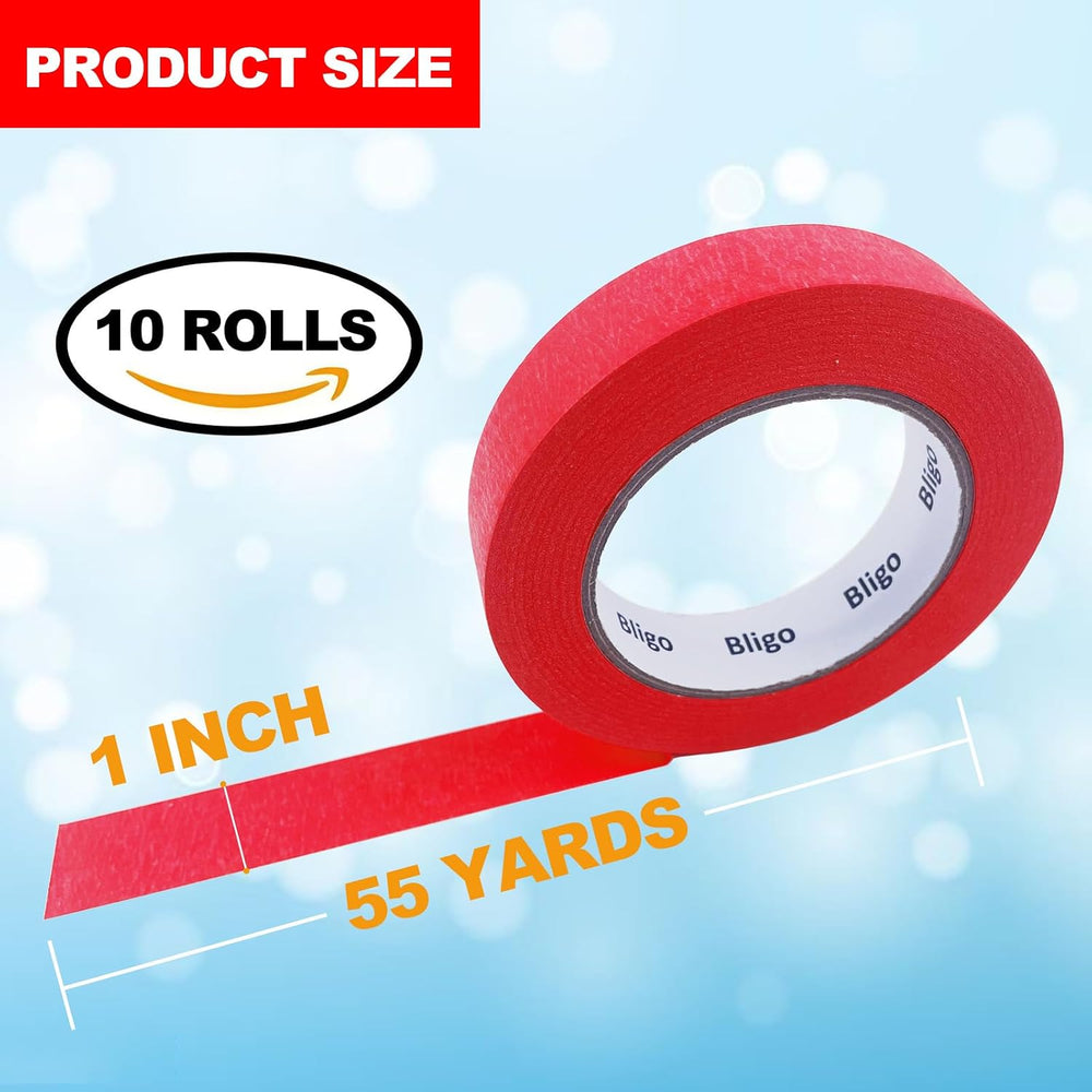 10 Pack Red Painters Tape Medium Adhesive 1 Inch x 55 Yards