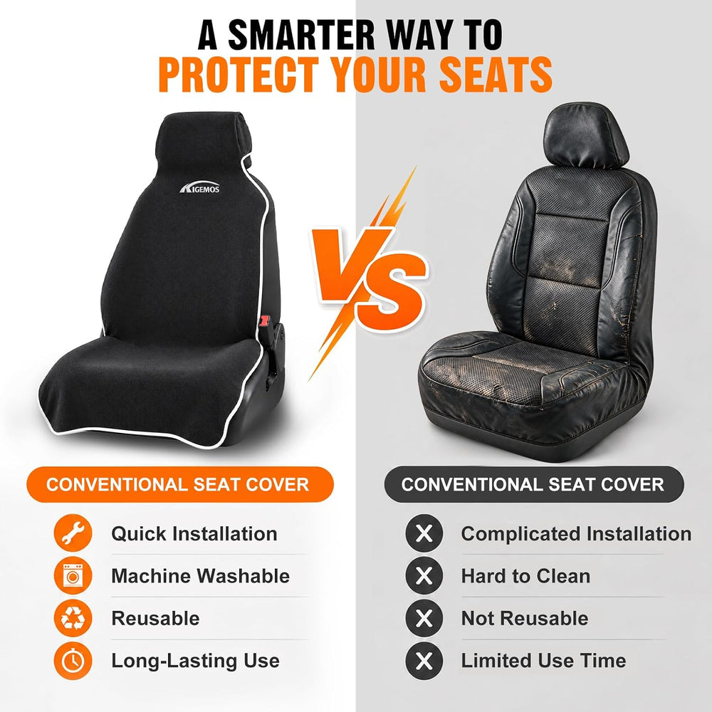 Car Seat Cover Towel for Cars, SUVs, Vans and Trucks, 1 Pack, Black