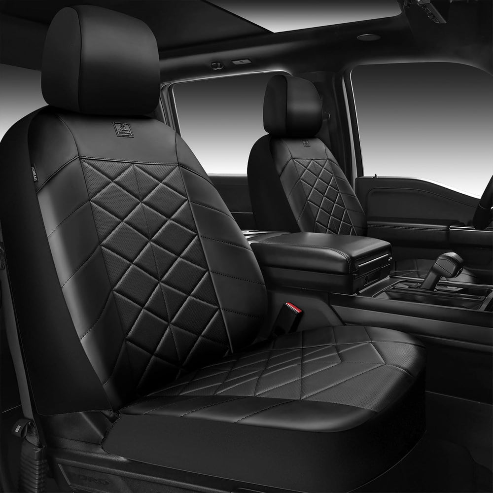 CAR PASS Luxury Memory Foam Leather Front Seat Covers, Breathable Perforated ...