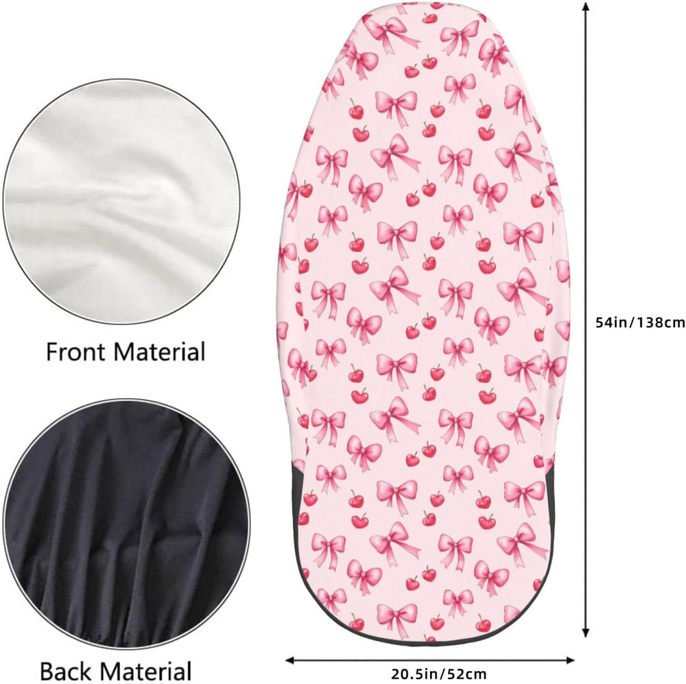 Delerain Car Seat Covers Set 2Pcs, Pink Bows and Cherry Universal Front Car S...