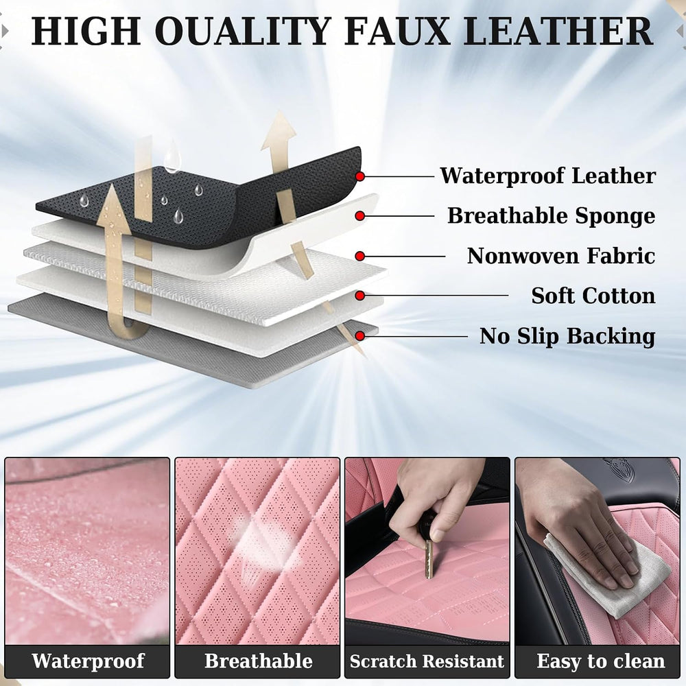 Coverado Leather Seat Covers, Car Seat Covers Full Set, Waterproof Faux Leath...