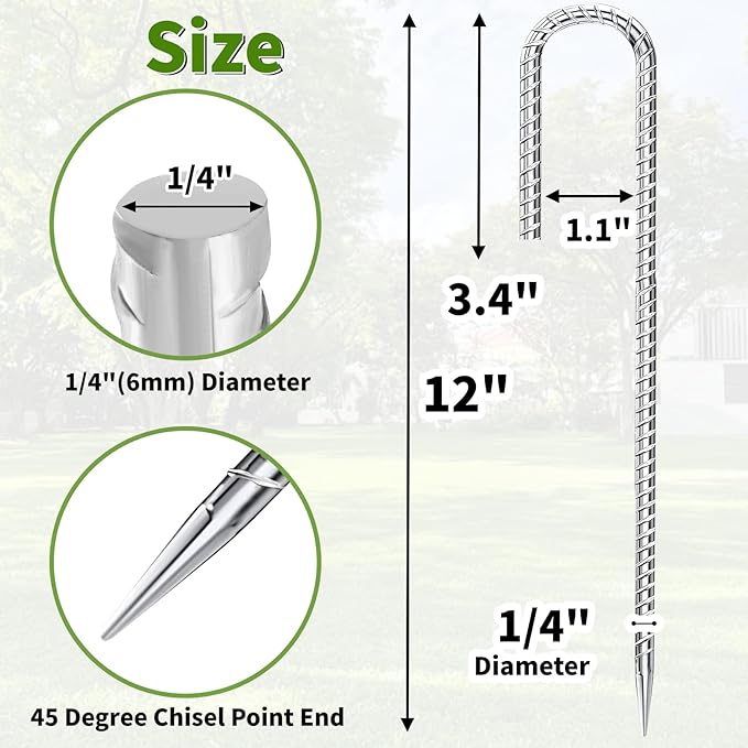 12 inch Stakes Heavy Duty 100-Pack J Hook Metal Fence Stake