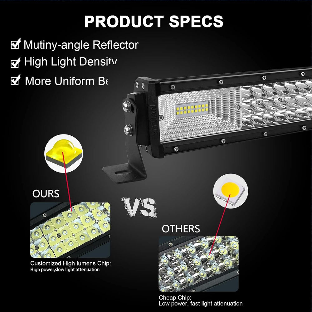 AUXTINGS 50 inch 648W Curved LED Light Bar, Spot Flood Beam Triple Row
