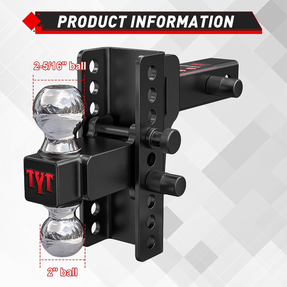 TYT Adjustable Truck Trailer Hitch for 2 inch Receiver, 6" Drop/Rise Tow...