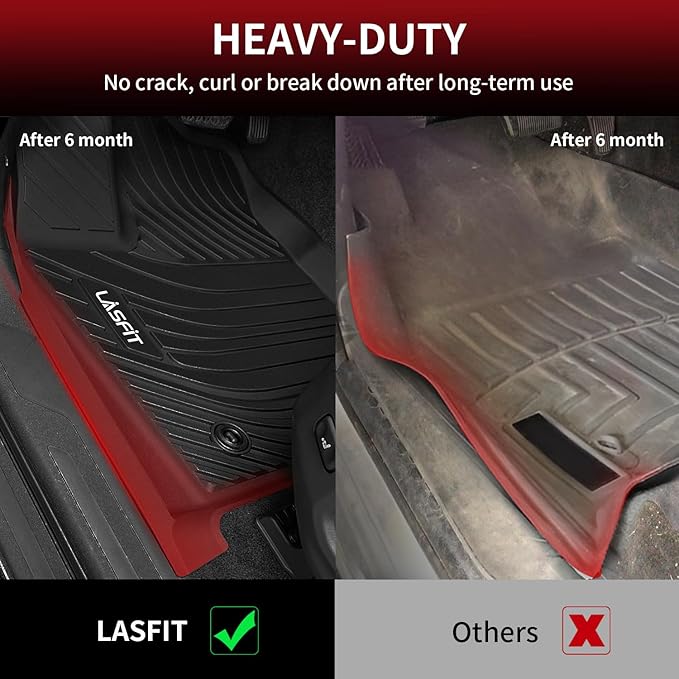 LASFIT Floor Mats for Toyota Tundra 2022-2024 2025 CrewMax Cab, All Weather