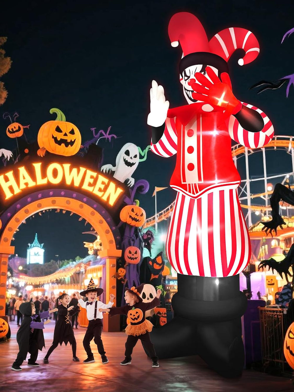 12FT Giant Halloween Inflatable Decoration, Kalolary Red Costume Scary Clown ...