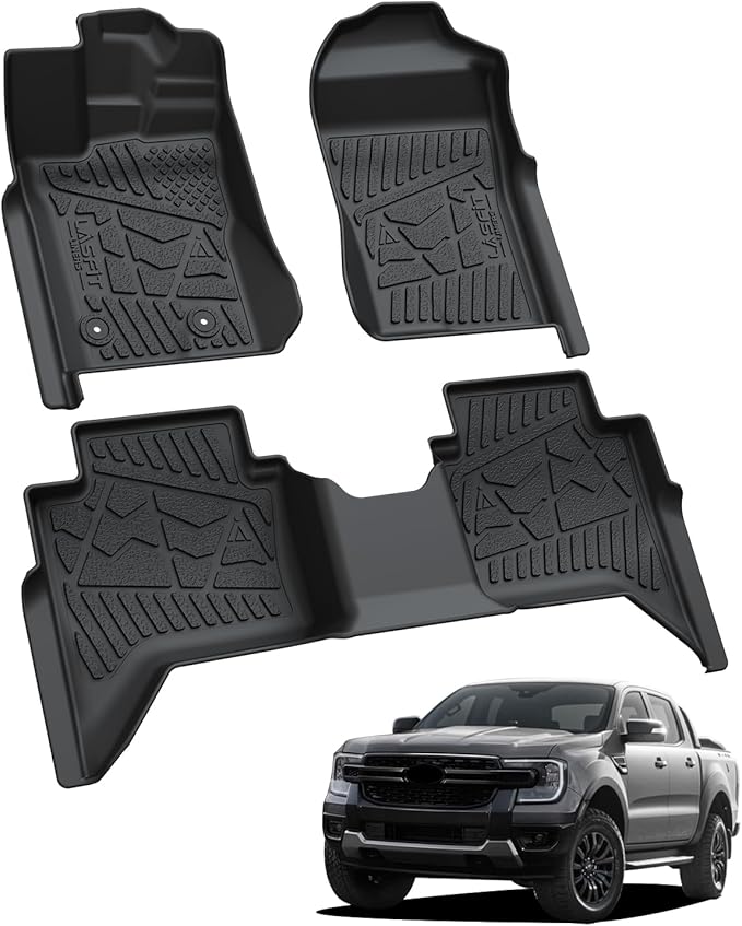 LASFIT Floor Mats for Ford Ranger 2025 2024 SuperCrew Cab All Weather Truck