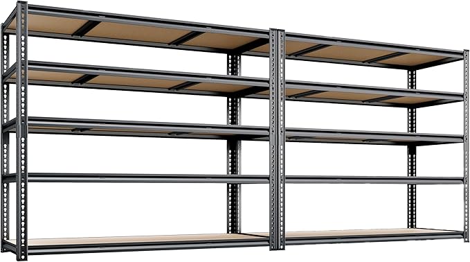 48"W Garage Shelving, 2650LBS Storage Shelves heavy duty, 5 Tier Metal S...