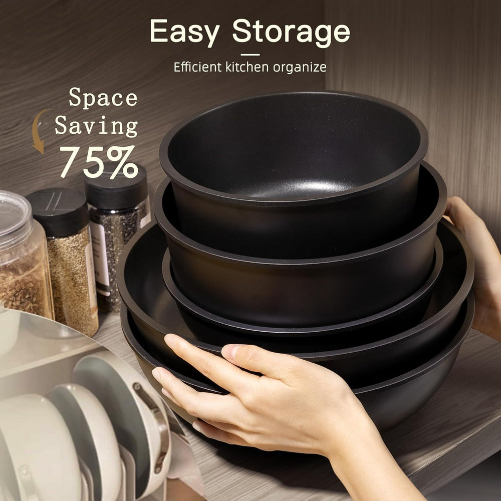 Astercook 21 Pcs Pots and Pans Set Non Stick, Ceramic Cookware Set Detachable...