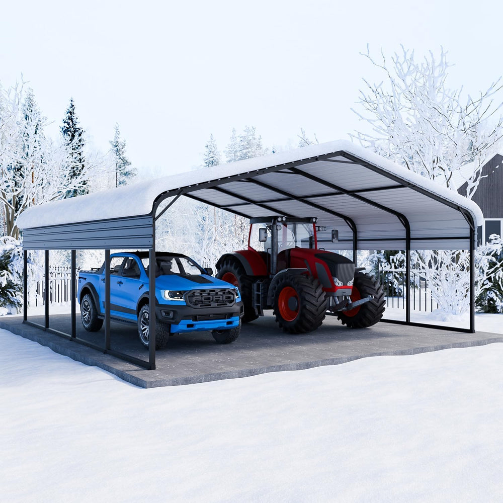 EBE 20' x 20' Metal Carport, Outdoor Heavy Duty Carports Canopy with ...