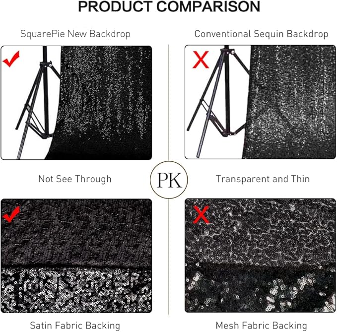 SquarePie Sequin Backdrop Less See Through Thick Stain Background Glitter Cur...