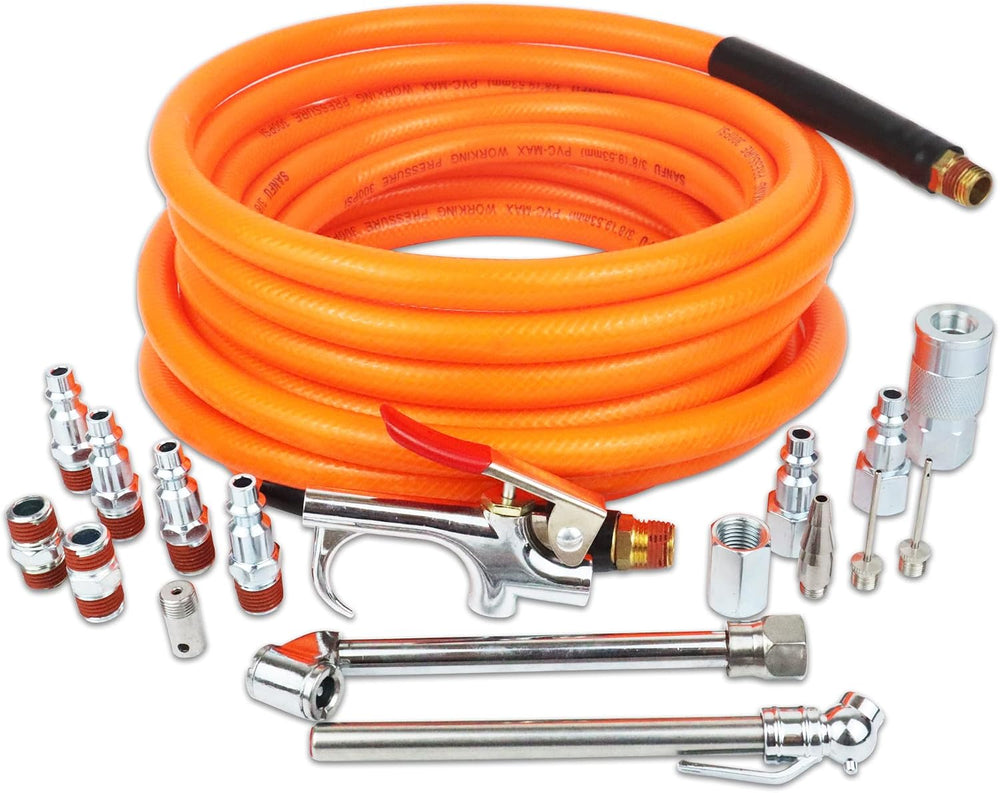 17 Pieces Air Tool Kit 3/8" X 25ft PVC Air Compressor Hose Kit Air Compr...