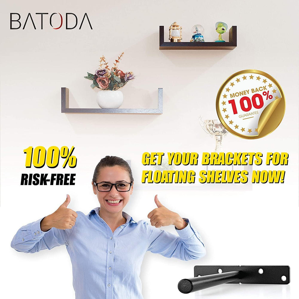 BATODA 6" Floating Shelf Bracket Heavy Duty (16 pcs) โ Solid Steel Blind...