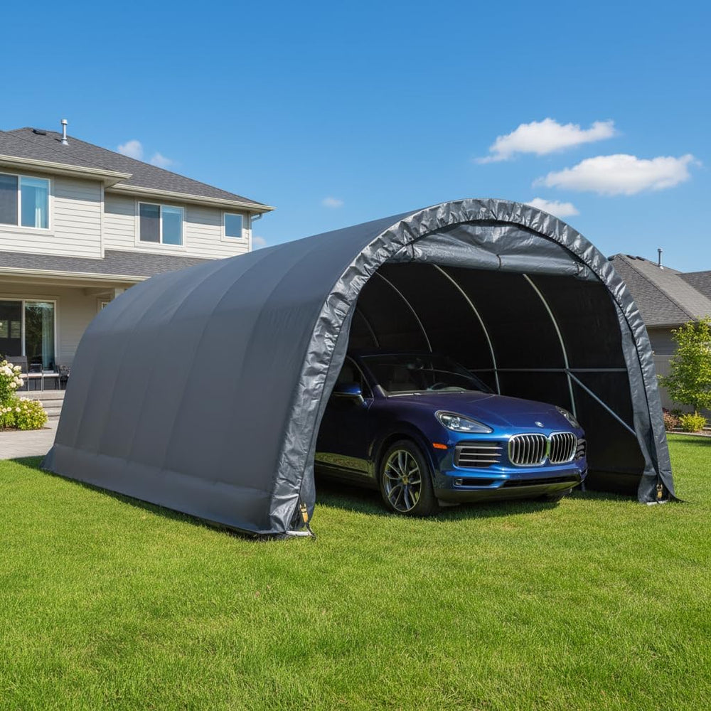 12x24FT Heavy Duty Carport, Portable Garage with Reinforced All-Steel Frame a...