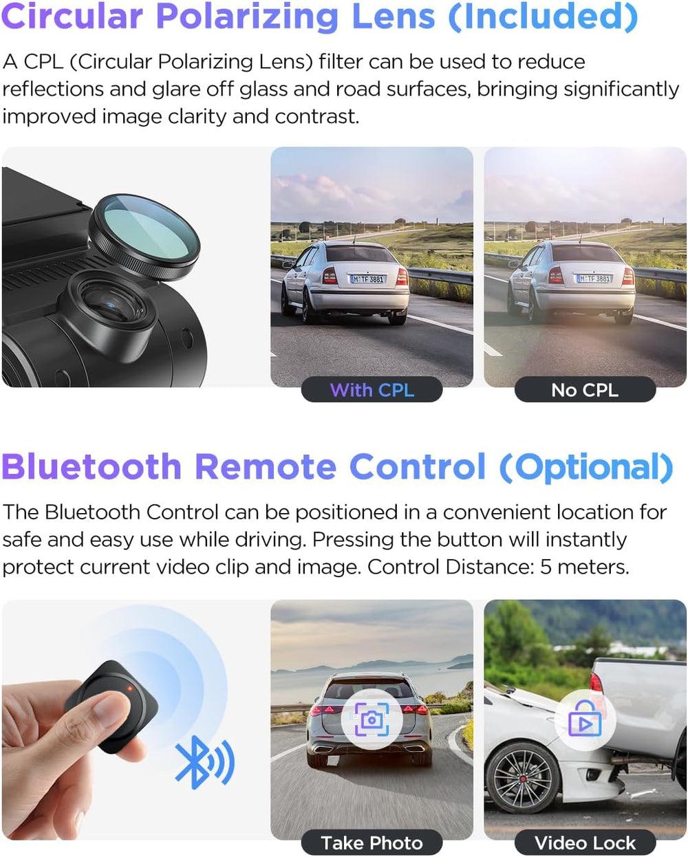 VIOFO A229 Pro 4K 3CH Dash Cam HDR for Front & Rear & Inside with STA...