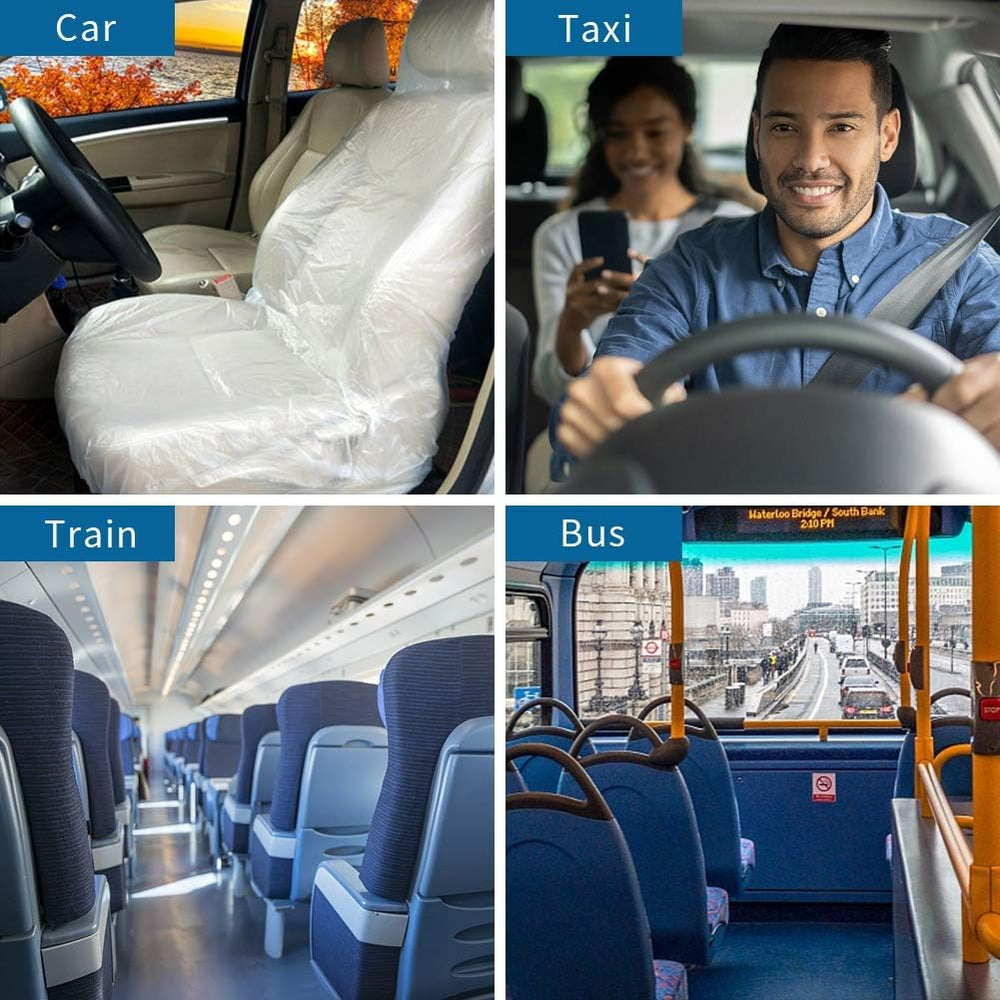 ICWEIMEI 100PCS Disposable Car Seat Covers Plastic Seat Covers for Cars Unive...