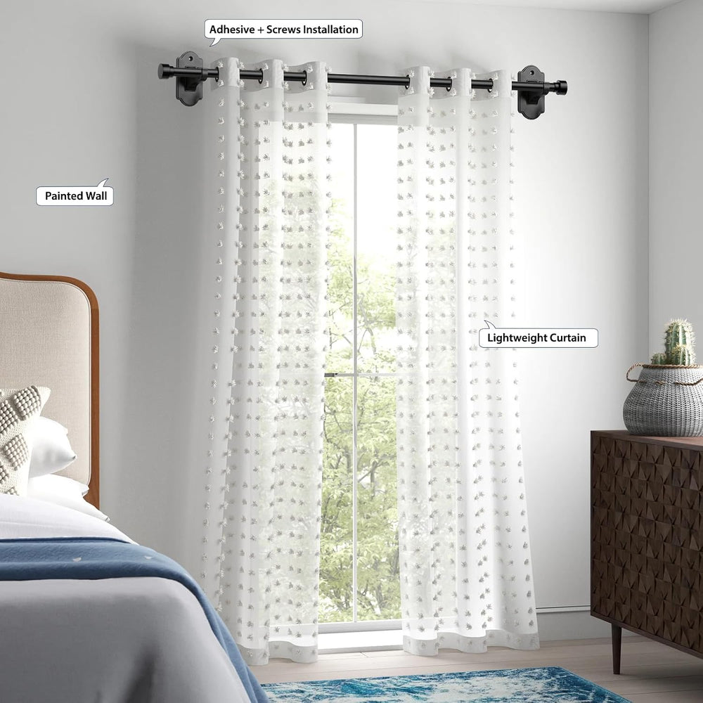 TONIAL Curtain Rods No Drilling for Windows 2 Pack, Black, 32 to 86 Inch
