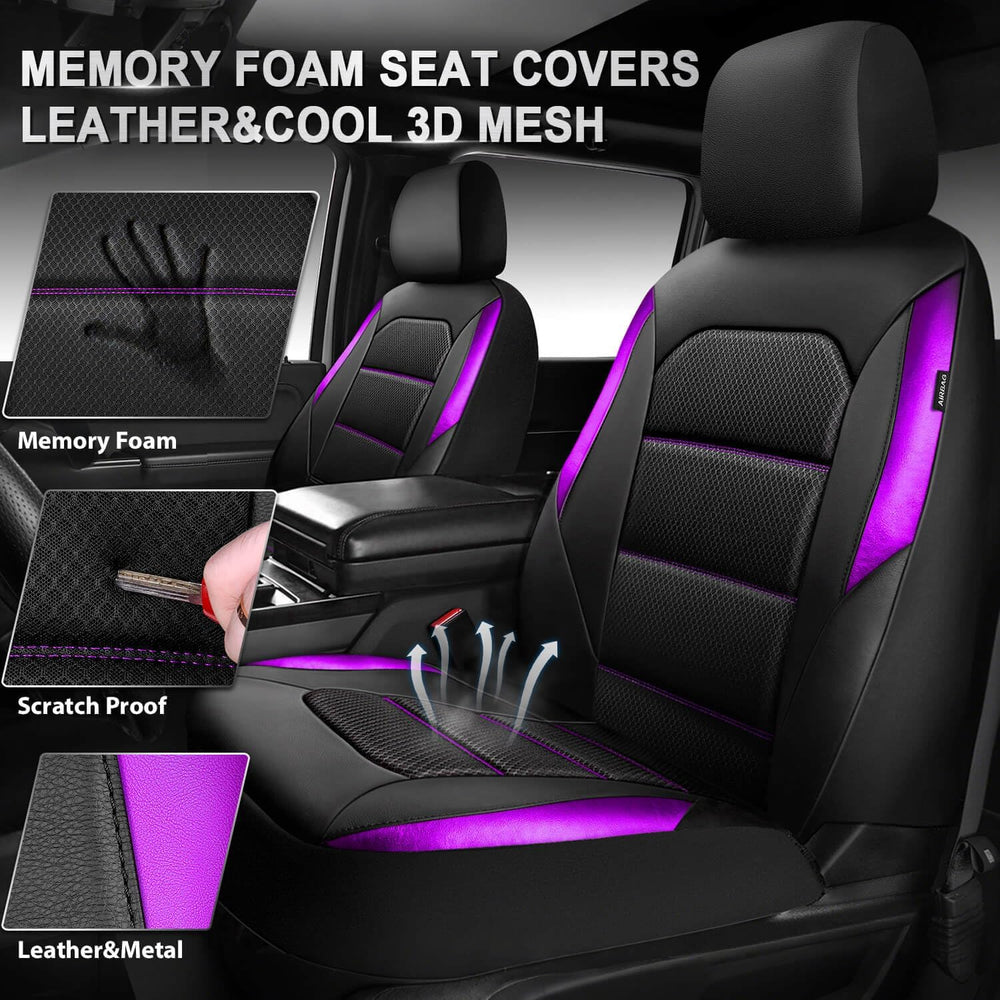 CAR PASS Memory Foam Car Seat Covers,Air Cool Mesh Thick Seat Covers Front Se...