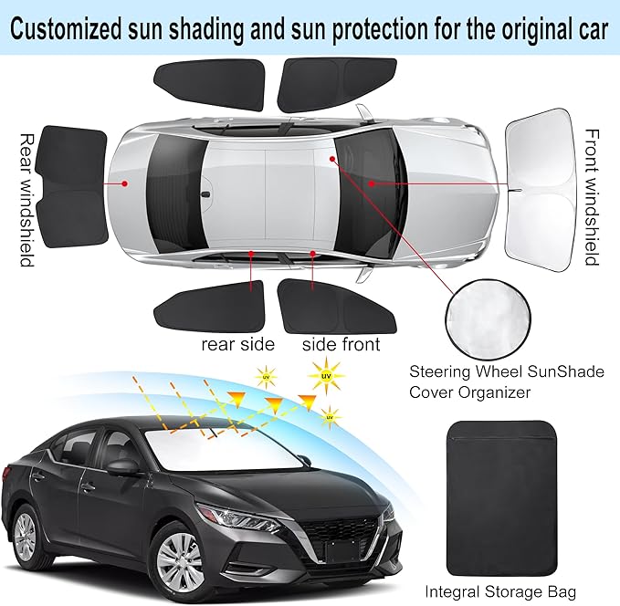 TINGLU Window Shades for Nissan Sentra 2020-2024 2025 Accessories Car Side Fu...