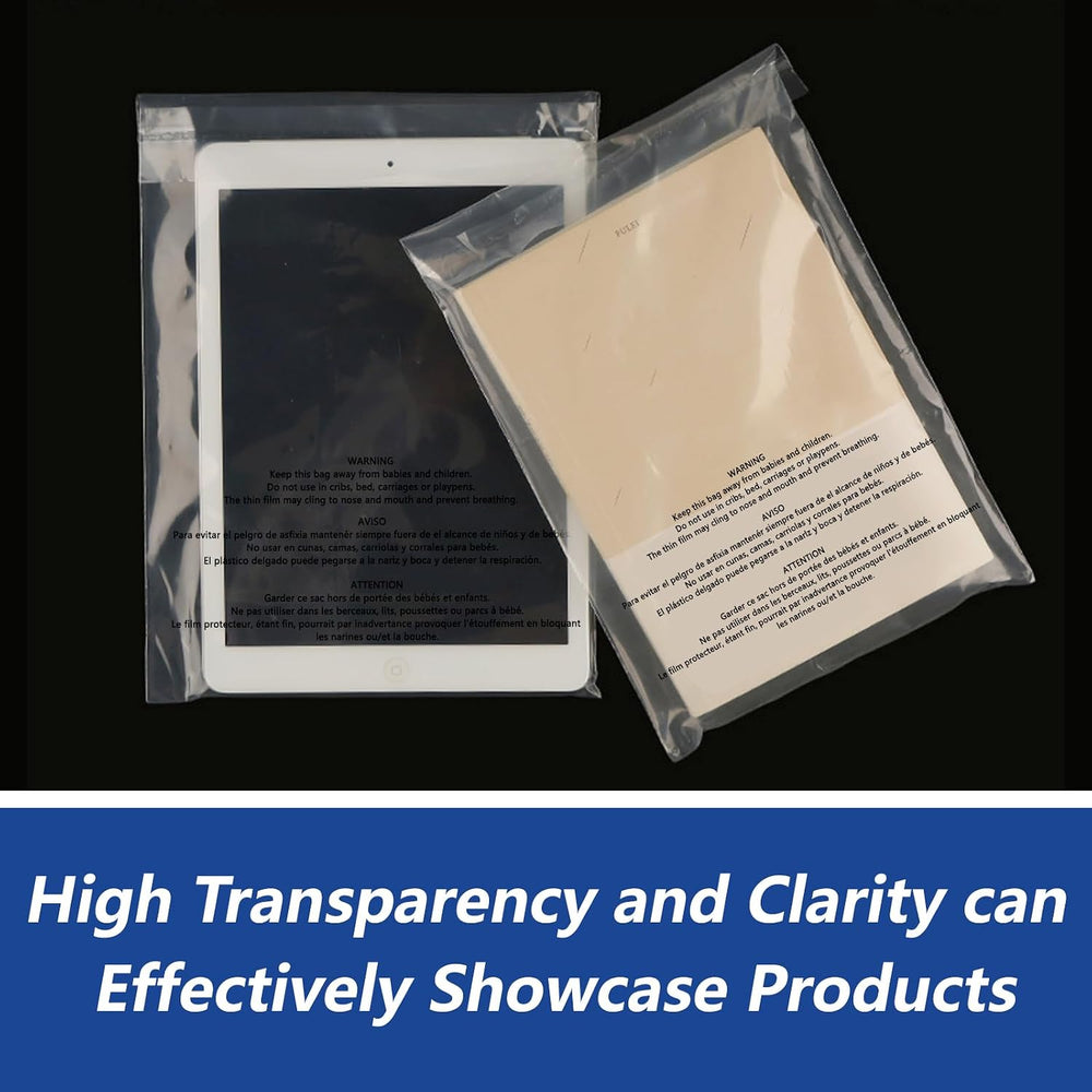 10" x 13" (1000 Count) Clear Poly Bags with Suffocation Warning