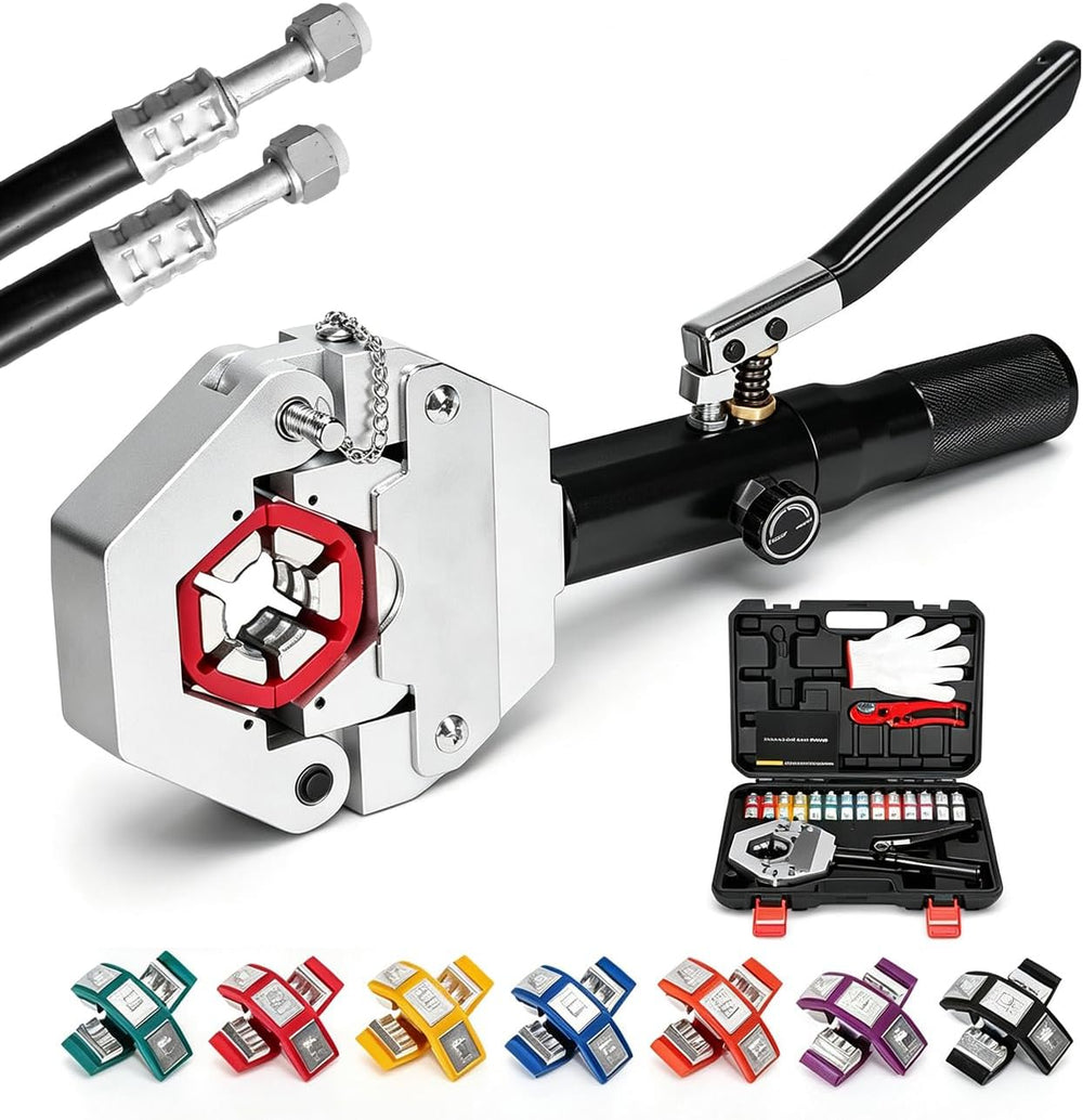 Hydraulic AC Hose Crimper Kit with 7 Snap-On Dies