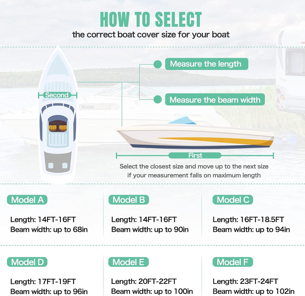 Waterproof 20-22FT Boat Cover, 1200D Heavy Duty Trailerable Cover