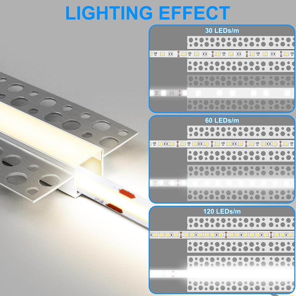 Plaster-in LED Channel, 6 Pack 3.3FT/1M Recessed Aluminum LED Profile with Mi...