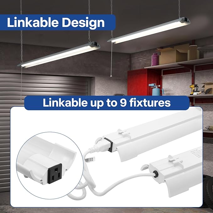 4-Pack 4ft Linkable Led Shop Light, Plug in Garage Lighting