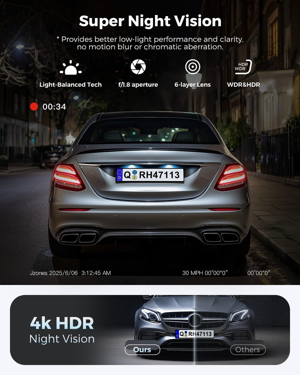 4K+1080P FHD Dash Cam Front and Rear, Dual Dash Camera for Cars with Night Vi...