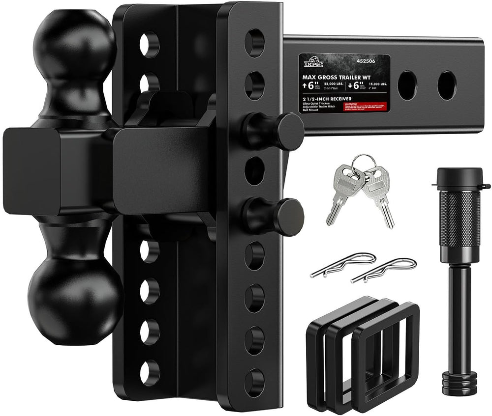 Adjustable Trailer Hitch for 2.5" Receiver,Heavy Duty 6" Drop Tow H...