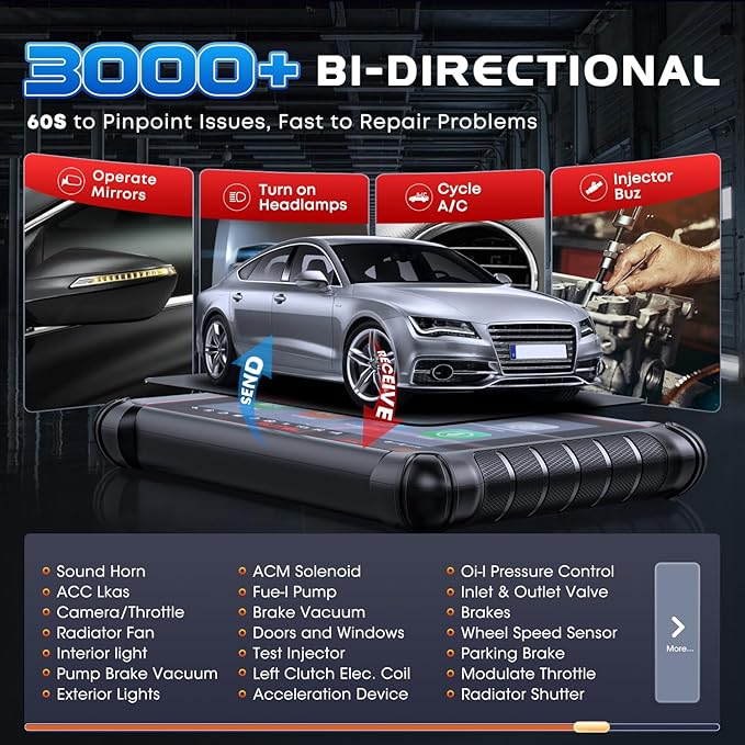 Autel Scanner MaxiCOM MK900BT: 2025 8in MK900-BT Bidirectional Scan Tool