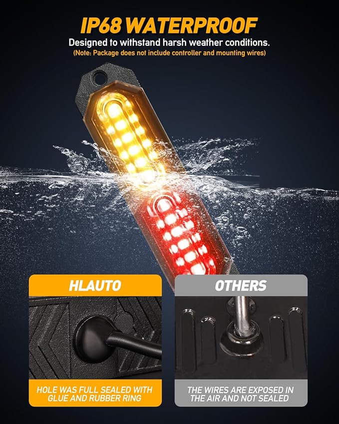 HLauto 1200T Emergency Strobe Grille Lights: 8pcs 12 LED Sync Feature Safety
