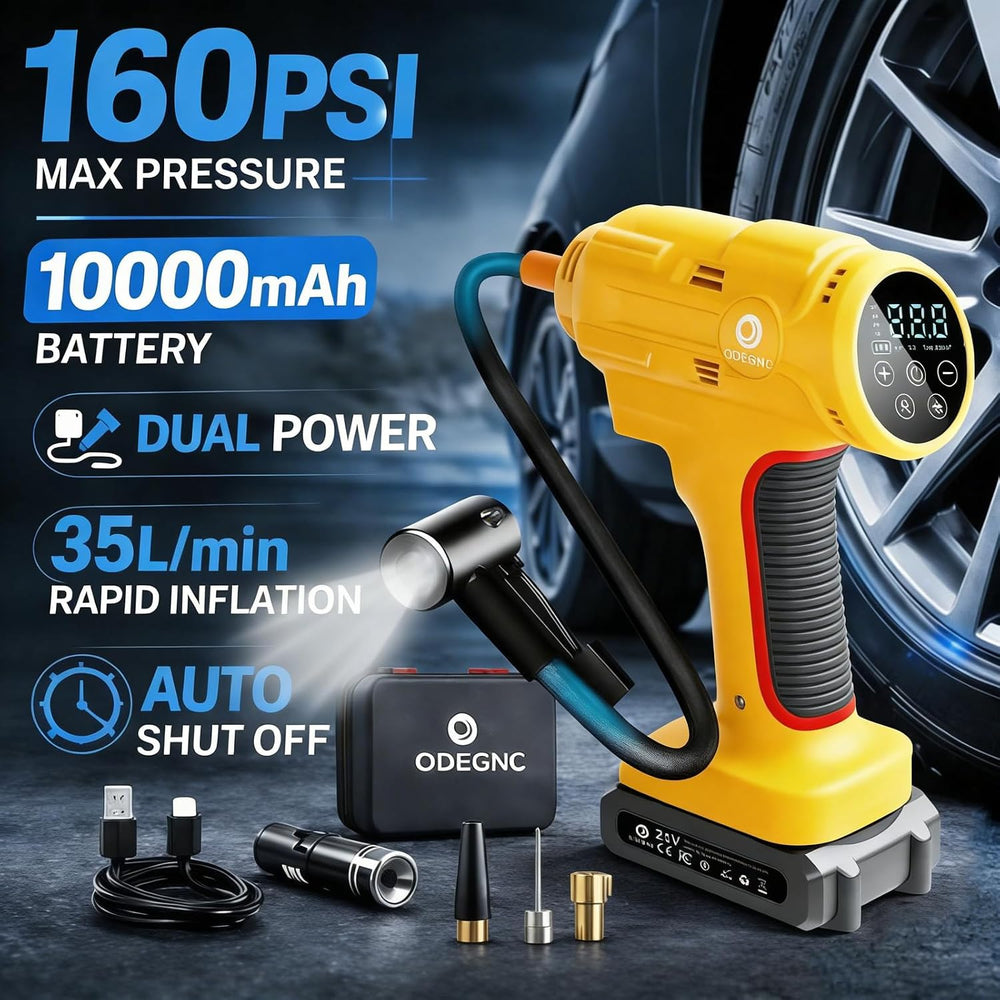 Cordless Air Compressor,160PSI Portable Tire Inflator with 10000mAh Battery &...