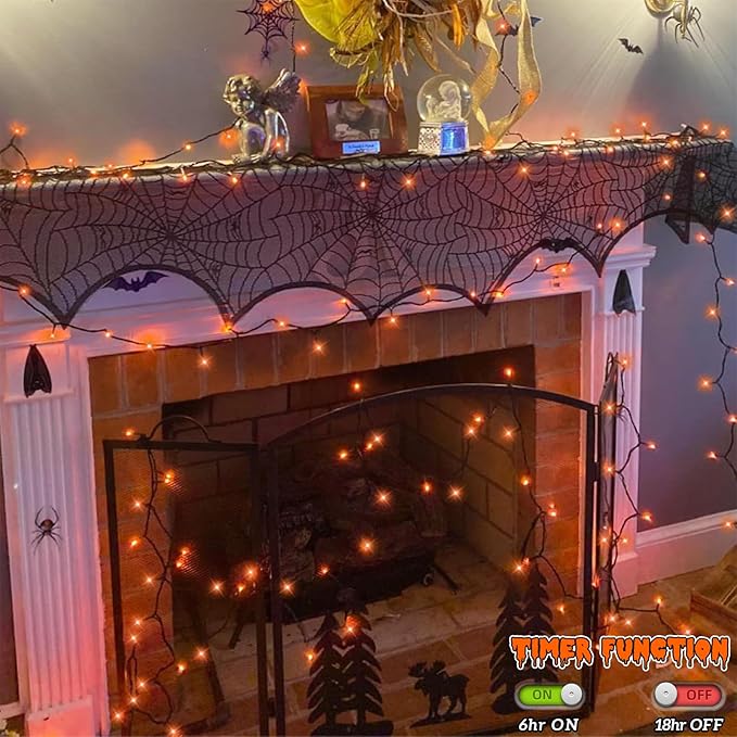 YEGUO 165ft 500 LED Halloween Lights Outdoor Waterproof, 8 Modes Orange Strin...