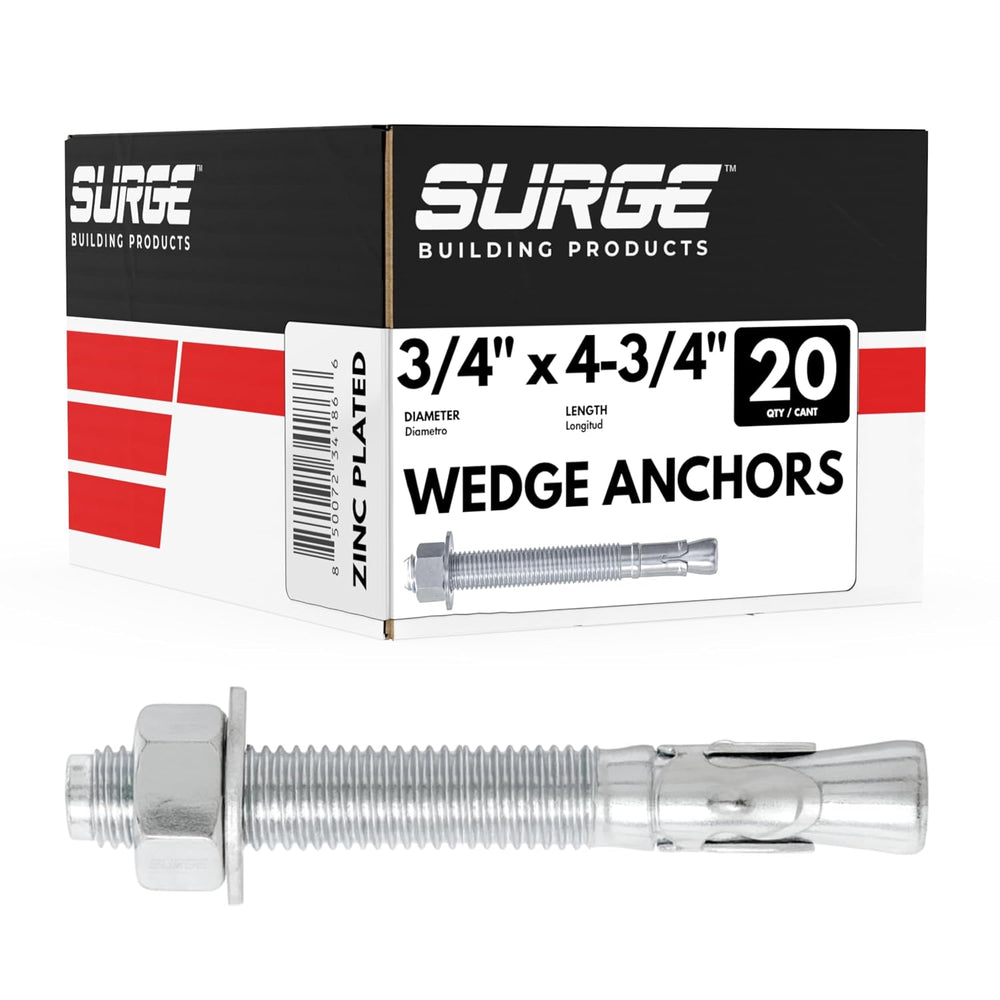 3/4" x 4-3/4" Zinc-Plated Wedge Anchors for Concrete & Cement (...