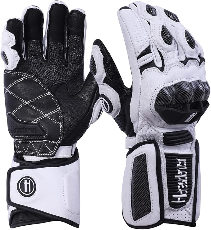 Harssidanzar Leather Motorcycle Gloves