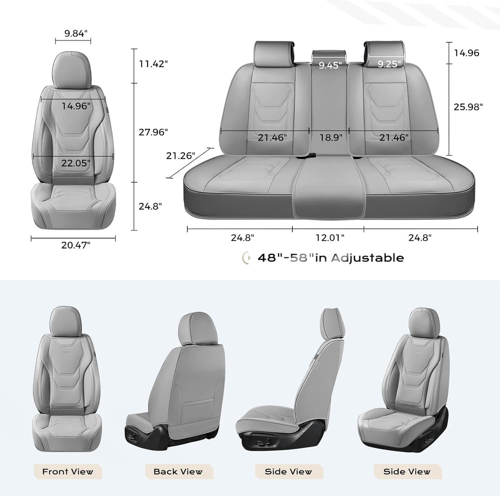Coverado Car Seat Covers Full Sets, 5 Piece Car Seat Protector Waterproof Lea...