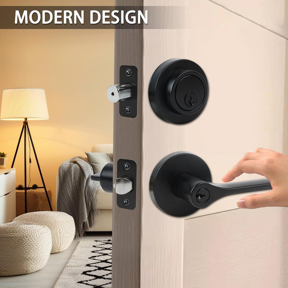 Entry Door Locksets with Deadbolt, Exterior Door Knob with Deadbolt Set, Keye...