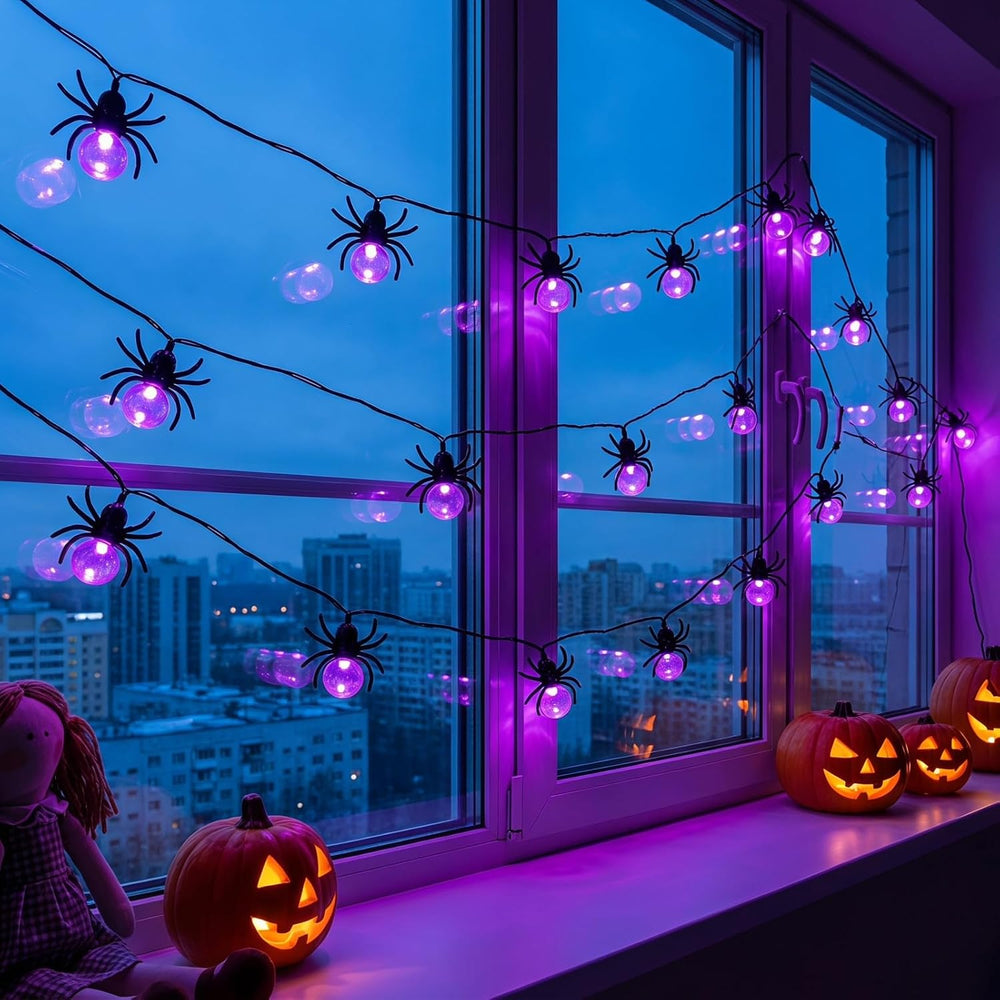 Halloween Lights Outdoor/Indoor,20FT 40LED Purple Spider String Lights