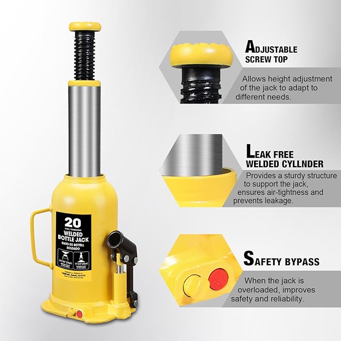 YELLOW JACKET 20 Ton Bottle Jack All Welded Hydraulic Jack