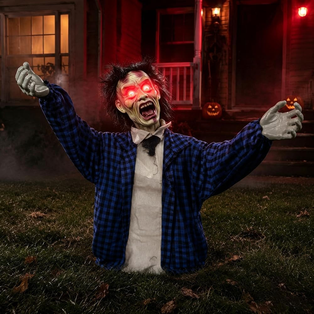 Halloween Animatronics Zombie Groundbreaker, Swaying Zombie Outdoor Decor